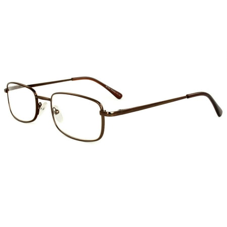 Rectangle Fashion Reading Glass Brown Frame with Power vision + 2.00 for Women and Men