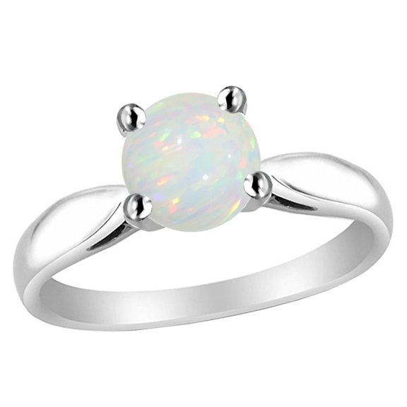 Star K� 7mm Round Simulated Opal Ring