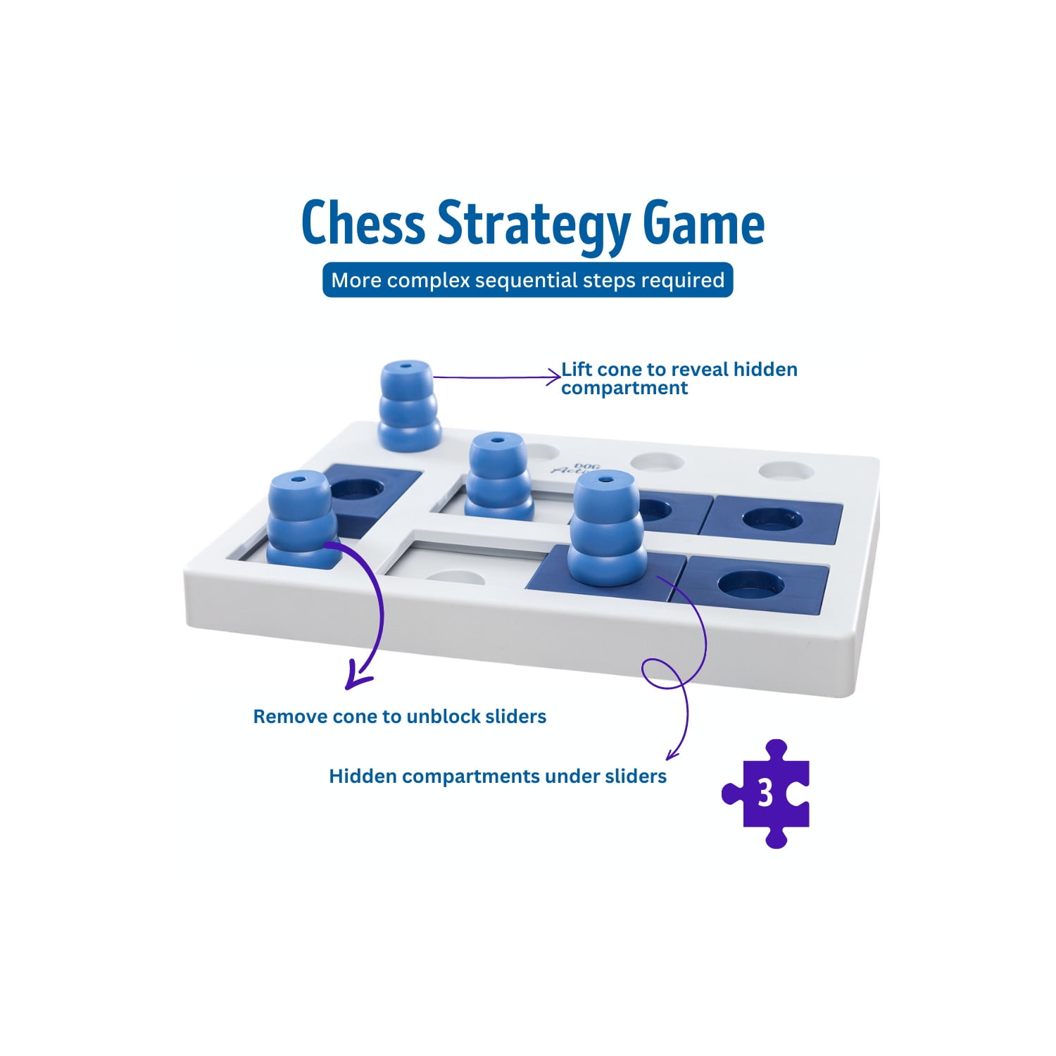 TRIXIE Dog Activity Chess Strategy Game, Level 3, Advanced Dog Puzzle Toy, Treat Dispenser