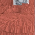 thumbnail image 3 of D.N.G. BEDDINGS 100% Egyptian Cotton 5 Piece Circle Ruffle Comforter Set with 1 Freebie Ruffle Pillow | 550 GSM Filled Microfiber - King/Cal-King Size, Brick Red Color - 800 Thread Count, 3 of 5