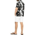 thumbnail image 4 of HAPPY BAY Men's Hawaiian Shirts Short Sleeve Button Down Shirt Floral Shirt Men Casual Holiday Summer Tropical Island Shirts for Men Funny 4XL Allover Hibiscus, Black, 4 of 6