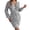 Grey, variant on Women Long V Neck Button Front Stretch Knit Striped Sweater Dress for Everyday Comfort and Style Grey S