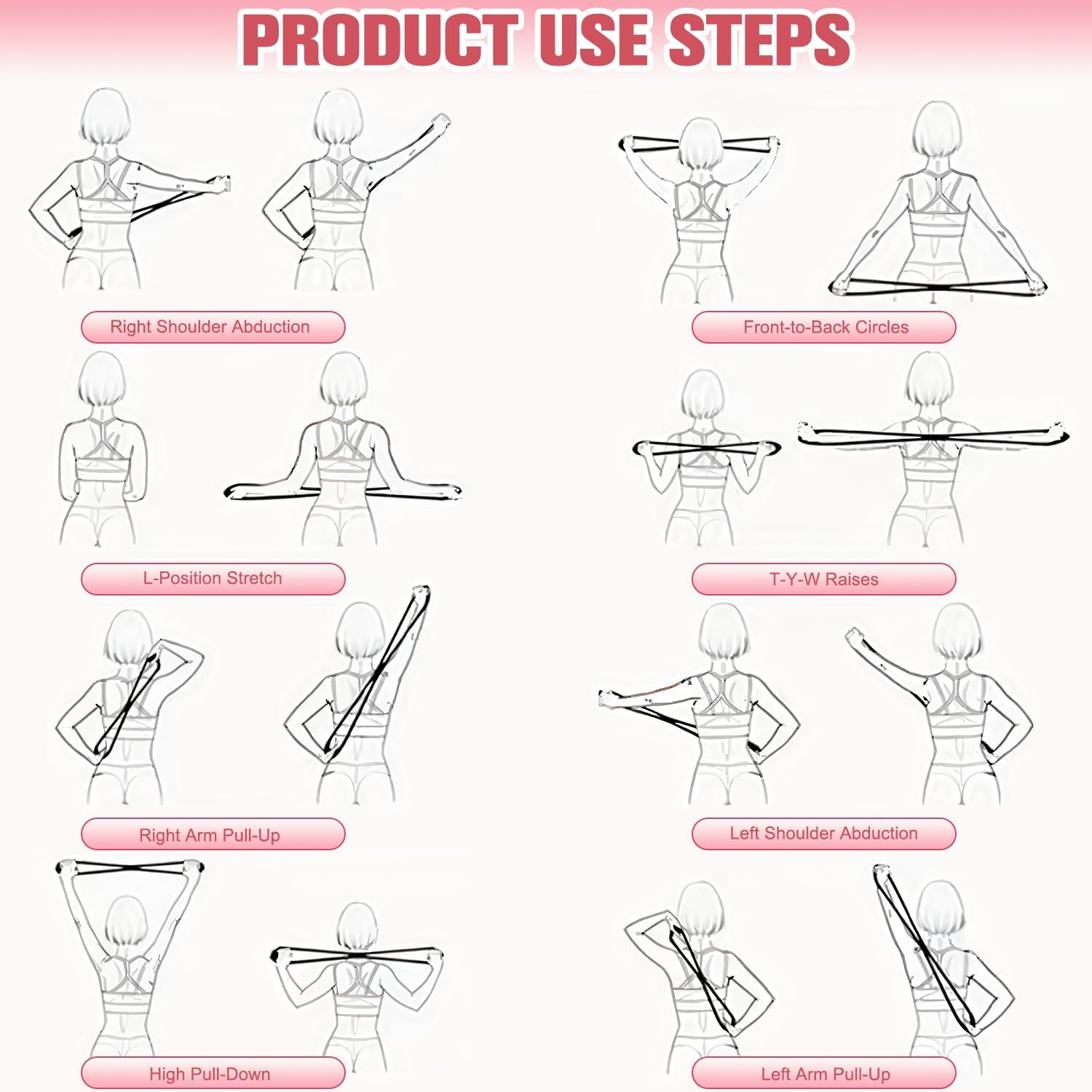 JJEAN-Figure 8 Resistance Band for Women Men, Non‑Slip Handles Exercise Band, Home Gym Fitness Equipment for Yoga, Pilates, Stretching & Physical Therapy (25 lbs)