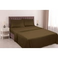 thumbnail image 3 of ROYALE LINENS Striped Bed Sheet Set - Brushed Microfiber 1800 Bedding - 1 Fitted Sheet, 1 Flat Sheet, 2 Pillow case - 4 Piece Damask Stripe Bed Sheet Set (Stripe Chocolate, California King), 3 of 10