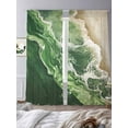 thumbnail image 2 of Dark Green Sheer Curtains 84 inches Long 2 Panels Set Beige Gradient Ocean Wave Abstract Beach Coastal Sheer Window Curtain Rod Pocket Voile Drapes for Living Room/Bedroom, Each 52" W x 84" L, 2 of 7