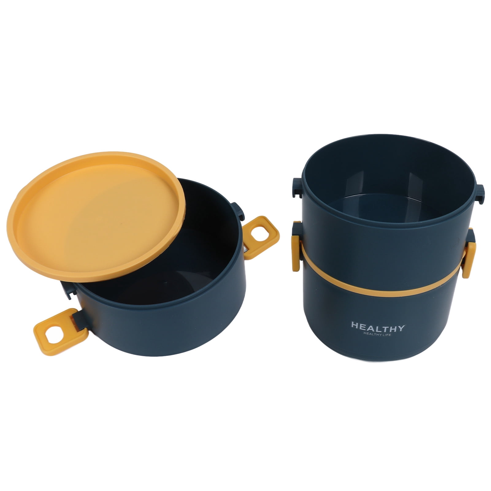 NFTIGB 2200ml Three Layer Stackable Round Bento Lunch Box Portable Thermal Food Container, Blue