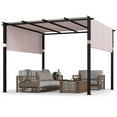thumbnail image 6 of GVN 10 x 10 ft Flat Top Pergola with Retractable Canopy for Garden Pool Porch and Backyard-Gray, 6 of 7