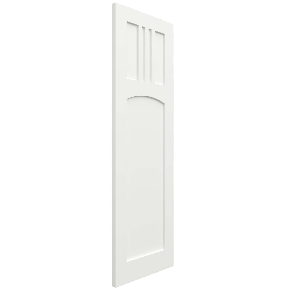Ekena Millwork 18"W x 51"H True Fit PVC San Miguel Mission Style Fixed Mount Shutters, Unfinished (Per Pair - Hardware Not Included)