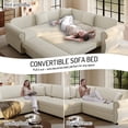 thumbnail image 4 of LLappuil Sectional Sofa, Pull Out Sofa Bed King Size, 5 Seat Chenille Sofa Couch Convertible Sleeper Sofa Bed for Living Room Beige, 4 of 9