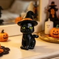 thumbnail image 5 of Halloween Black Cat Decorations with Witch Hat, Resin Black Cat Figurine Ornament for Table Mantel Party Home Office Decoration, 4", 5 of 6
