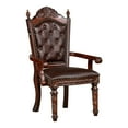 thumbnail image 3 of Furniture of America Rukia Tufted Indoor Faux Leather and Wood Brown Cherry Arm Chairs (Set of 2), 3 of 6