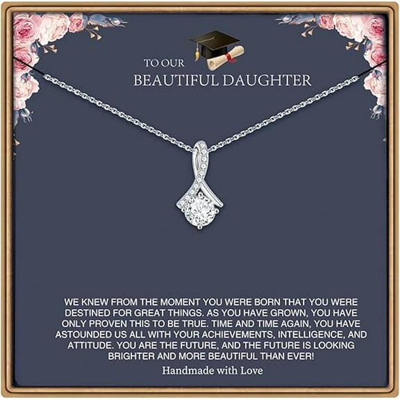 Graduation Gifts for Daughter, 2025 Graduation Gifts, College Graduation Gifts for Her, Women Daughter Granddaughter Niece Gifts, Graduation Necklaces for Women with Message Card and Gift Box