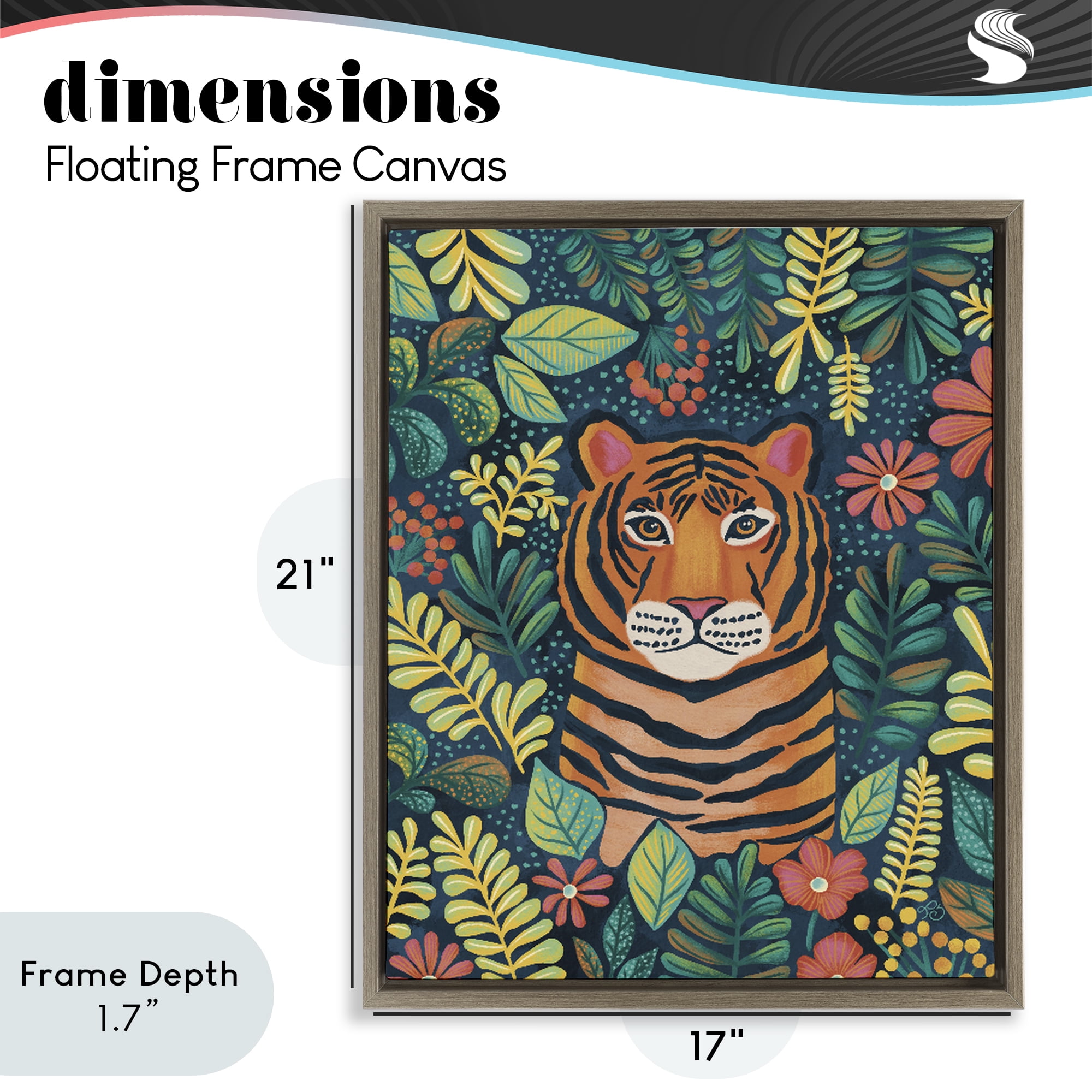 Stupell Industries Exotic Leaf Pattern Tiger Brown Framed Floater Canvas Wall Art, design by Lisa R Dumm