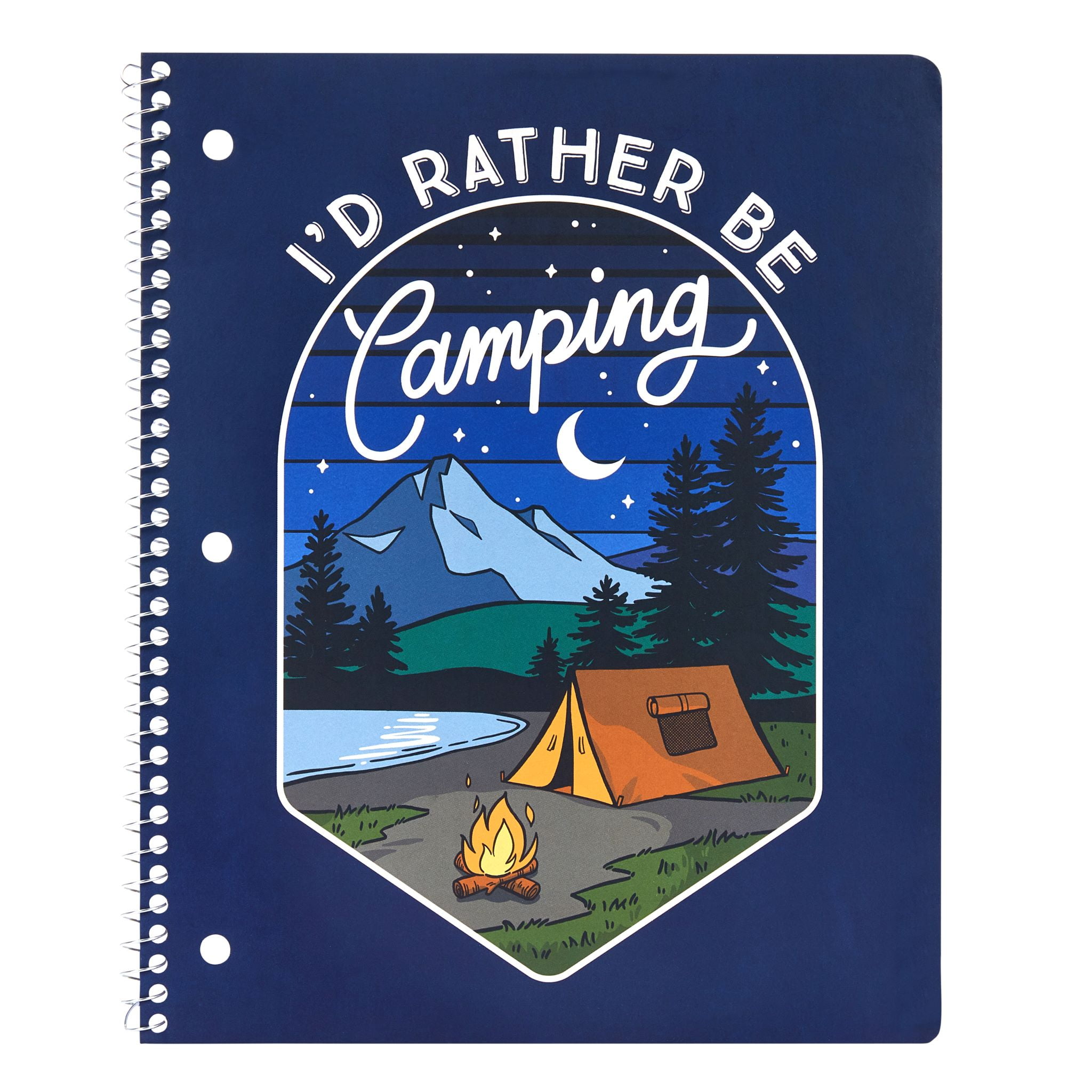 Mintgreen Spiral Notebook, Wide Ruled, 1 Subject, 80 Recycled Sheets, 8 x 10, Camping, Eco Friendly Soy Inks