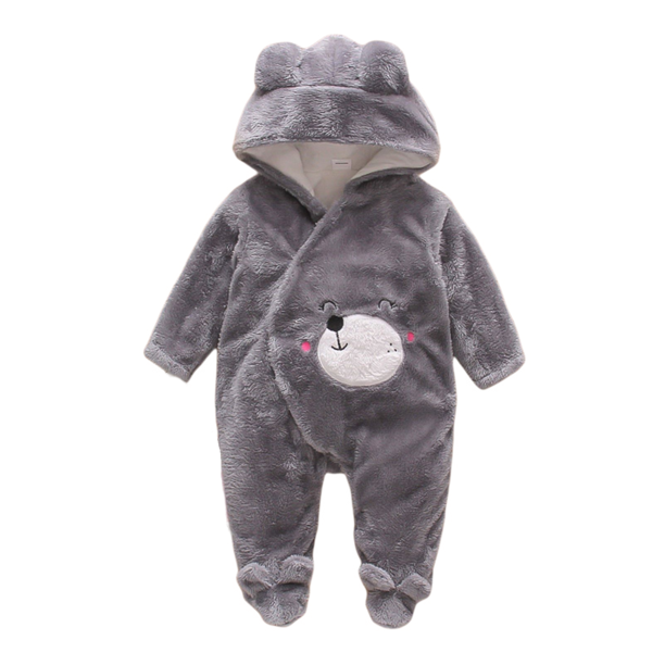 PatPat Baby Unisex Footed Fleece Jumpsuit Hooded Romper,Infant Baby