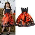 thumbnail image 2 of MUXiin Girls Halloween Pumpkin Pageant Party Dress with Bowknot Gown and Bag Set Halloween Dresses For Kids for 4-5 Years, 2 of 7