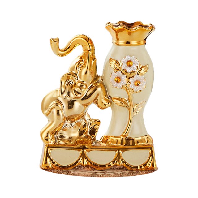 Jarrón decorativo dorado, recipiente de cerámica para regalo, accesorios de , de para decoración de escritorio del hogar, mesa Izquierda Gloria florero europeo