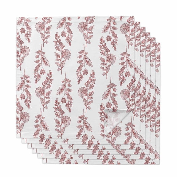 Red Botanical Cloth Napkins, Pastoral Elegant Spring Floral Washable and Reusable Dinner Napkins Set of 6, Table Napkin for Kitchen Party Birthday Wedding Hotel Housewarming 20"x20"