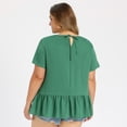 thumbnail image 3 of DARING DIVA Women's Plus Babydoll Tops Crew Neck Blouses 1X Green, 3 of 6