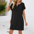 thumbnail image 4 of Levmjia Womens Short Sleeve Nightgown V Neck Lace Trim Solid Color Loose Mini Dress With Side Pockets Home Sleep Casual Lightweight Comfortable Daily Indoor Leisure Wear, 4 of 8