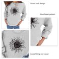 thumbnail image 3 of Sudadera con cuello redondo de girasol para mujer, transpirable, cómoda, holgada, de manga larga, para uso diario, gris, XL, 3 of 4
