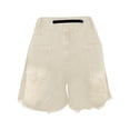 thumbnail image 6 of Women's High Waisted Denim Shorts, Baggy Distressed Hem Jean Shorts, Elastic Drawstring Waist Casual Straight Leg Shorts, Loose Fit Ripped Casual Summer Shorts White L, 6 of 9