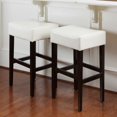 thumbnail image 1 of Julie Ivory Leather Backless Bar Stools (Set of 2), 1 of 4