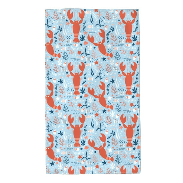 Balery Lobsters Toalla de Microfibra Premium con Estampado – 27.5x16 pulgadas, Alta Absorción, Suave y Aterciopelada, Secado Rápido