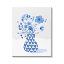 Blue Mixed Floral Arrangement Botanical & Floral Graphic Art Gallery Wrapped Canvas Print Wall Art