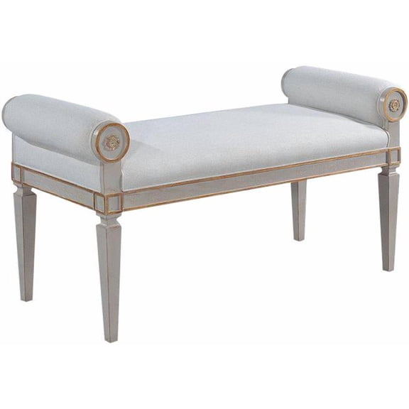 Luxurious Linen Upholstered Pewter Afton Bench