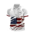 thumbnail image 2 of Men's Distressed American Flag Polo Short Sleeve Button Down Star Striped Patriotic 4th of July Golf T-Shirt 2026 White L, 2 of 4