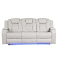 thumbnail image 4 of Modern Power Recliner 2-Piece Set with LED Lights and Bluetooth Speaker in Luxurious Beige Faux Leather, 4 of 10