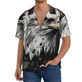 thumbnail image 3 of Honeii 's Ink Style Bald Eagle for men's short-sleeved button-up collared shirt featuring a pocket, perfect for beach vacations, and travel adventures., 3 of 5