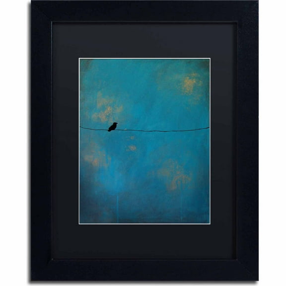 Trademark Fine Art "Lone Bird Blue" Canvas Art by Nicole Dietz, Black Matte, Black Frame