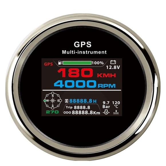 10 In 1 Multi-functional Digital Gauge 0-10 Bar/0-145psi Oil Pressure 40-120 Water Temperature GPS Speedometer For Boat Car ,High Precision