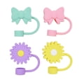 thumbnail image 1 of Mainstays 4-Pack Plastic Straw Topper Set, Cute Bows & Sunflowers, Reusable, Multi-Color, 1 of 6