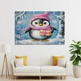 thumbnail image 4 of Wall Art for Living Room Happy Penguin Christmas Canvas Prints Wall Art Modern Pictures Artwork Penguin with Hat Scarf Canvas Print Bath Laundry Home Decorations 16x24inch Unframed, 4 of 8