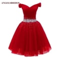 thumbnail image 3 of ANGELSBRIDEP azul real rojo vestidos De fiesta rebordear corto Mini una línea tul graduación vestidos De fiesta De cumpleaños Vestido De fiesta, 3 of 5