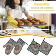 thumbnail image 5 of Daiia Round Mandala Pattern Oven Mitts and Pot Holders 4 pcs Set,High Heat Resistant 500 Degree Extra Thicken Long Kitchen Cotton Oven Glove, 5 of 6