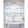 thumbnail image 5 of Blue Stripes Sheer Curtains 54 Inch Length 2 Panels Set Window Treatments, Modern Gradient Abstract Ocean Waves Lines Rod Pocket Semi Curtains for Living Room/Bedroom/Kitchen Décor, 104"W x 54"L, 5 of 7