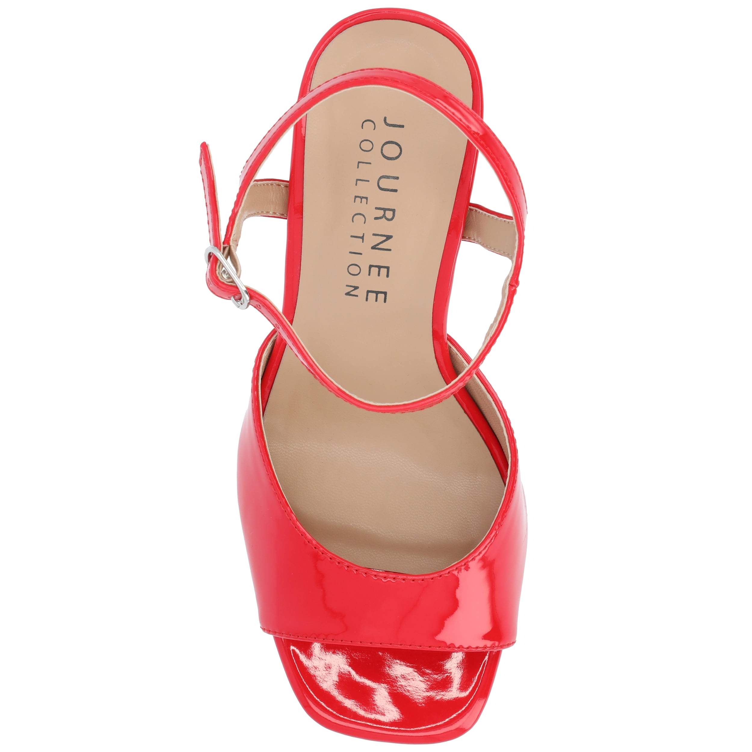 Journee Womens Ziarre Patent Vegan Leather Ankle Strap Platform Dress Sandals