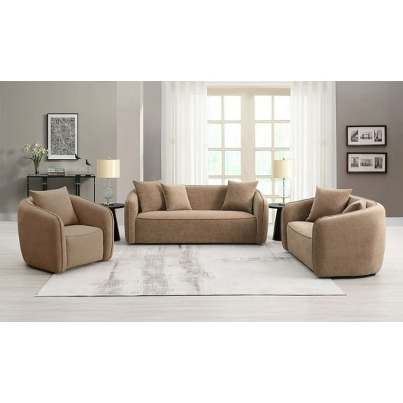 ACME Keith Contemporary Chenille Fabric Upholstered Chair with Pillow in Brown