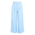 thumbnail image 5 of Maplenight Womens Plaid Pants Wide Leg Elastic High Waist Pleated Casual Pants Summer Vacation Office Trousers with Pockets, 5 of 6