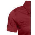 thumbnail image 5 of J. METHOD Women's Tailored Button Down Shirt Cuffed Short Sleeve Stretch Collar Office Work Formal Casual Basic Blouse Top NEWT06 Burgundy XL, 5 of 5