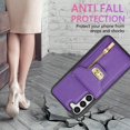 thumbnail image 5 of K-Lion for Samsung Galaxy S23 FE Wallet Case, Luxury PU Leather Zipper Purse Crossbody Shoulder Strap Flip Case for Women Girls Card Holder Cash Slot Shockproof Protective Phone Cover, purple, 5 of 6