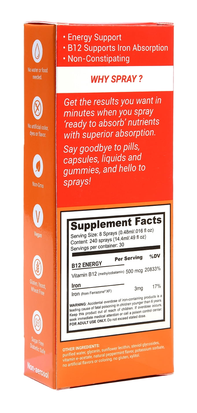 Iron Power Vegan Oral Spray Supplement Kit by SpectraSpray