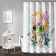 thumbnail image 2 of Frog Waterproof Shower Curtain,Green Animal Frog Bath Curtain with 12 Plastic Hooks,Boys Girls Kids Bathroom Curtain,Watercolor Flower Shower Curtain 36" W*72" H, 2 of 6