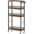 thumbnail image 1 of Slim Storage Cart Narrow Laundry Cart on Wheels Utility Kitchen Rolling Rack with Wood Tabletop Mobile Shelving Unit Bathroom Storage Organizer Slide Out Rolling Tower for Narrow S, 1 of 7