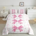 thumbnail image 2 of Feelyou Watercolor Pink Bow-tie Full Size Comforter Sets, Butterfly Knot Princess Bedding Comforter Set, Kawaii Love Heart Reversible Bedding Sets, Breathable Home Decor, 3pcs, 2 of 8