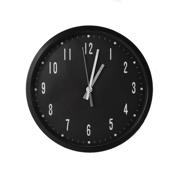 Reloj de Pared Negro con manecillas Plata 30 cm x 4cm QZ RLNENE